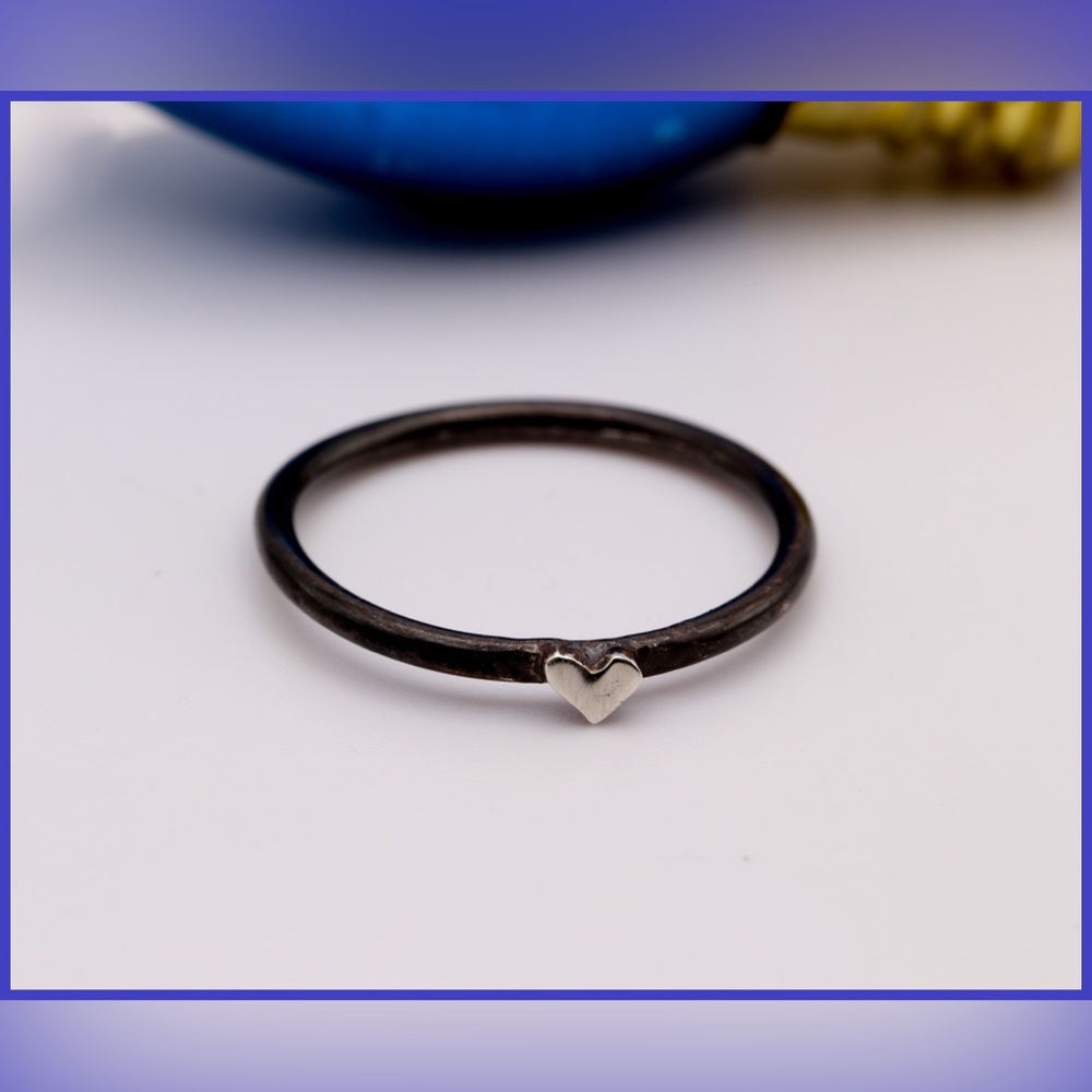 Sterling Silver Tiny Heart Ring Size 7.5 | Minimalist Stackable | Handmade - NWT - Picture 5 of 15